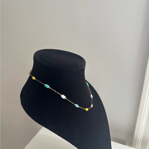 Delicate Multicolor Bead Station Necklace - Women Jewelry - Picture 2 of 5